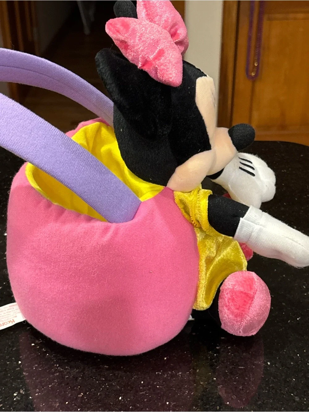 Disney Minnie Mouse Plush with Pink Bow and Yellow Dress Easter Halloween Bucket